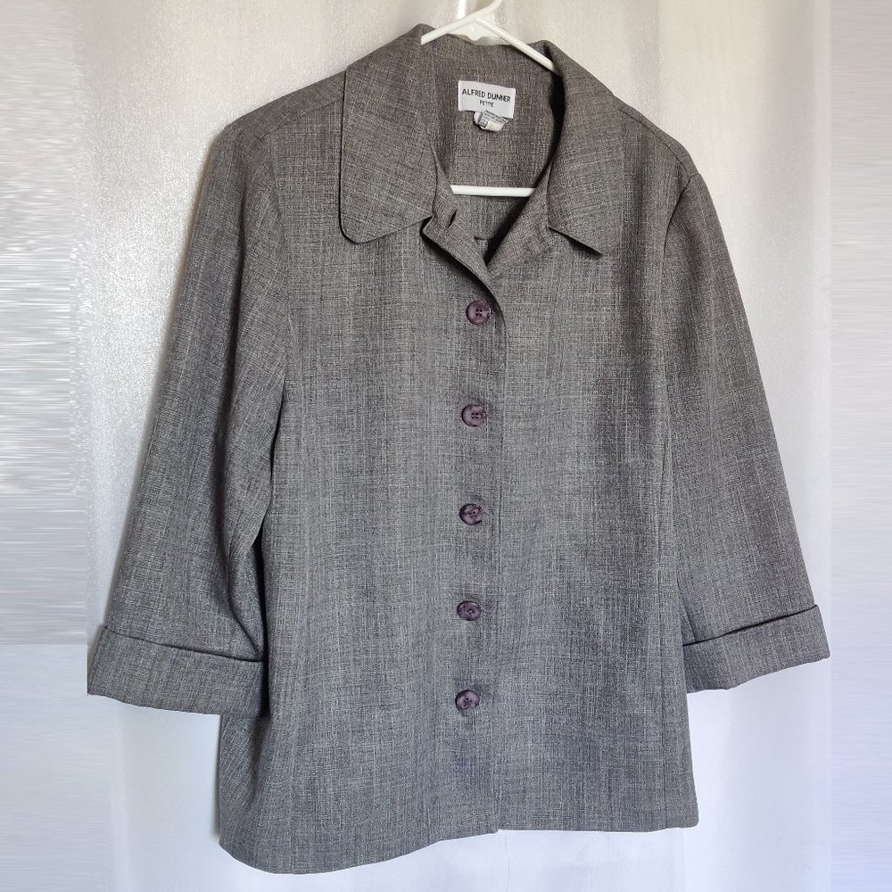 Alfred Dunner Sz 18P Gray Jacket Blazer Minimal Office Executive Lightweight